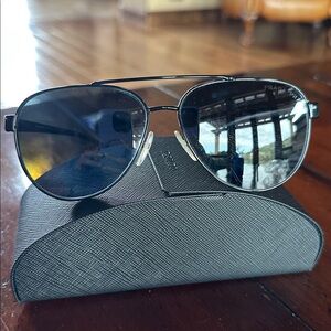 Auth. Prada Linea Rossa SPS54T Sunglasses Black/Grey Aviator Unisex